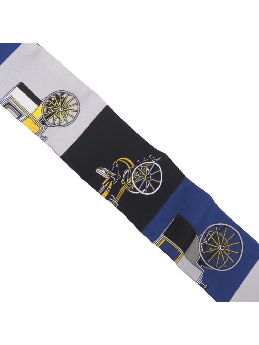 Hermes Twilly Marine Grease Gold Silk Voitures Exquises Exquisite Carriage Scarf - Picture 4 of 8